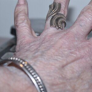 925 Sterling Vintage Art Deco Scroll Ring Cuff Bracelet Set Lot WOW!!